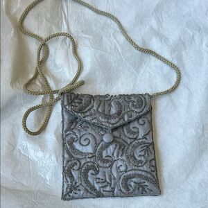 Elegant Gray Beaded Crossbody Bag